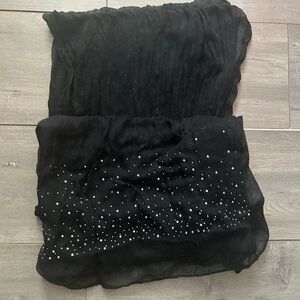 Elegant Black Scarf with Silver Accents